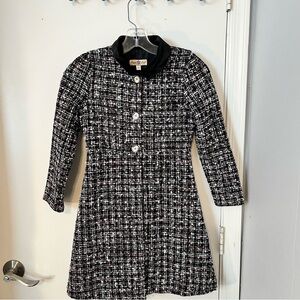 Purple Rose  girls dress coat size 12 pattern pink, blues, black, gold threads